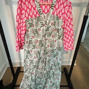 Zara Pink and Green Floral Maxi Dress